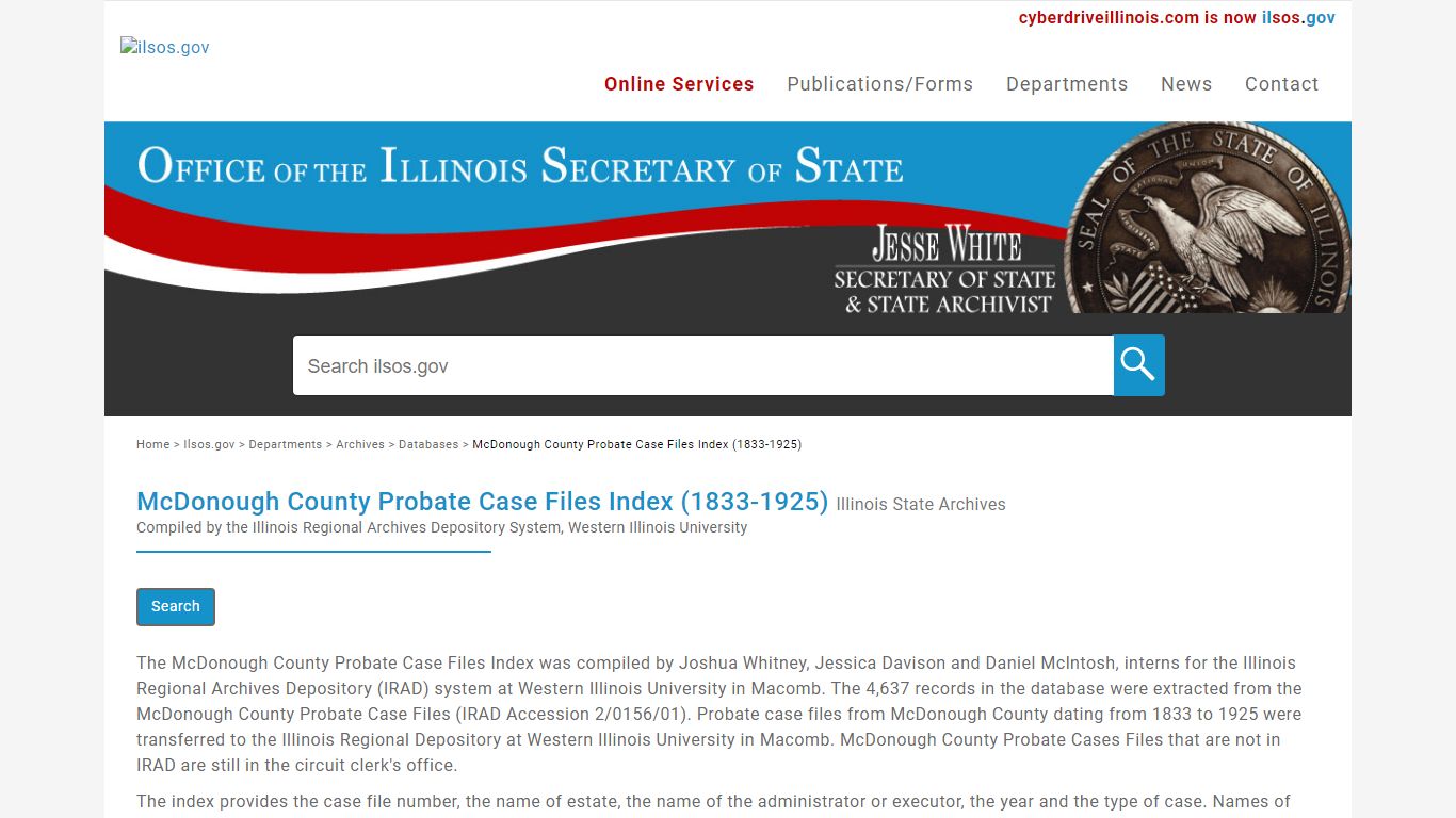 McDonough County Probate Case Files Index (1833-1925)